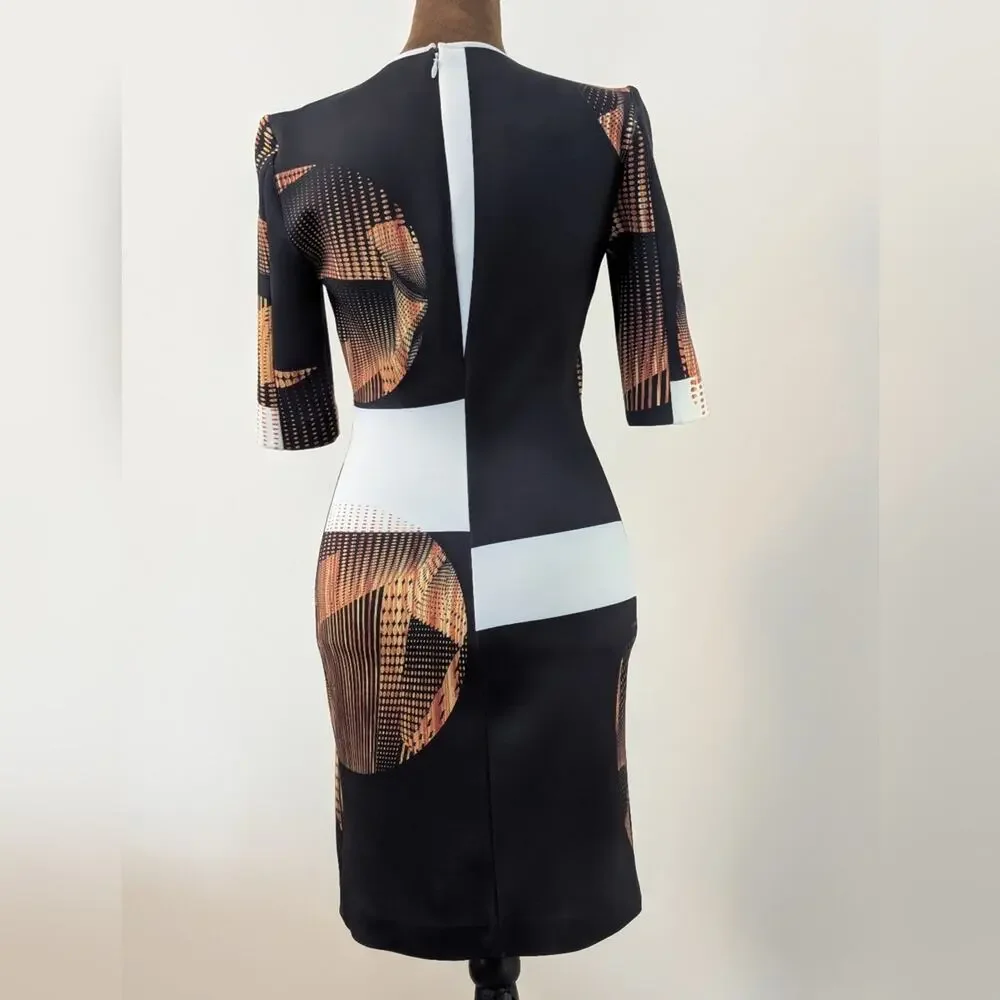 RARE Clover Canyon 2014 Archive Architectural Print Scuba Sheath Dress - S - Picture 3 of 11